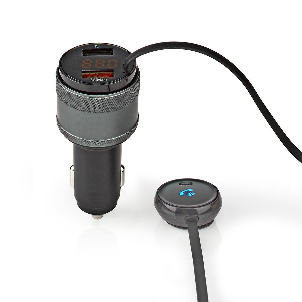 Nedis FM-Audiotransmitter voor Auto - Handsfree bellen - LED-Scherm - Bluetooth - QC 3.0 - Zwart