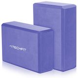 TechFit Yogablok van EVA-schuim met hoge dichtheid, 2 stuks, licht en antislip, ideaal voor yoga, pilates, stretching, afmetingen: 23 x 15 x 7,6 cm