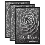 Americanflat 30x45 Fotolijst met Gepolijst Kunststofglas - Set van 3 - Zwart