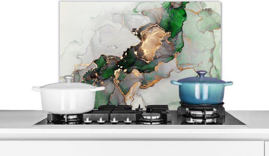 KitchenYeah Spatscherm Marmer goud - RvM - Ferrari - 70x50 cm - Keuken achterwand - Multicolor