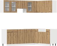 vidaXL 11-delige Keukenkastenset Lyon Bewerkt Hout Artisanaal Eiken