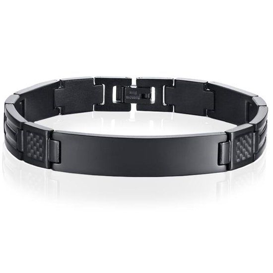 Mendes ID Armband Edelstaal Carbon Fibre Zwart