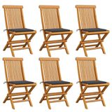 VidaXL Tuinstoelen 6 st met antracietkleurige kussens massief teakhout