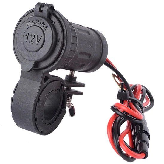 MMOBIEL Universele Waterdichte Motor Sigaretten Aansteker - 12V-24V 240W Power Plug - Stuur Aansluiting - voor Motoren 22-30MM (0.87"-1.18") en Montage Steun - inclusief 60 cm Draad en Aansluiting