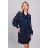Accentil Semi-Transparante Top Met Stippen - Donkerblauw