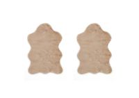 LUXOR living Wollig tapijt van imitatiebont voor de slaapkamer, ideaal voor gebruik als bedkleed, slaapkamer, set van 2, 55 x 80 cm, taupe