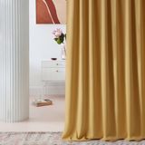 ROOM99 Laurel Verduisteringsgordijn met ogen, 140 x 280 cm (b x h), schuifgordijn, ondoorzichtig, voor woonkamer, slaapkamer, mosterd, 1 stuk