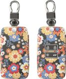 kwmobile autosleutel hoesje geschikt voor Renault 4-knops Smartkey autosleutel (alleen Keyless Go) - Autosleutel behuizing - Case in oranje / rood / wit - Vintage bloemenmotief design