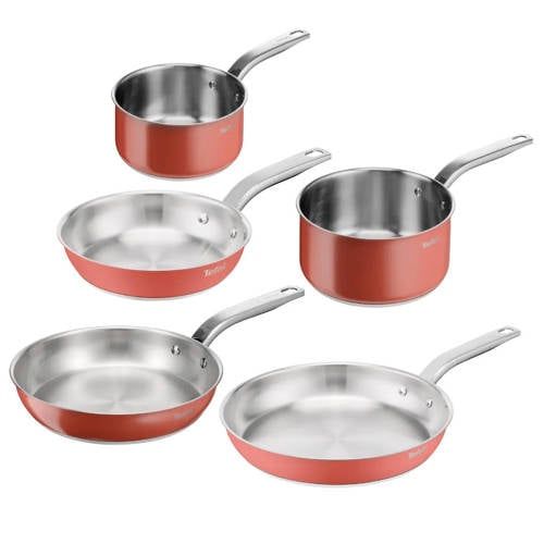 Tefal Sensation Terracotta pannenset roestvrijstaal (set van 5)