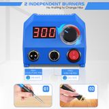Pyrografie set - 220 V - Temperatuur 100–700 °C - 27 metalen puntjes - 3 penselen - 2 schuurhulpmiddelen - Blauw