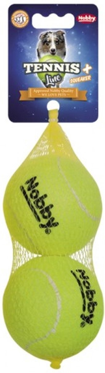 Nobby Tennisbal met piep - Geel - Ã˜ 8 1 cm - 2 stuks