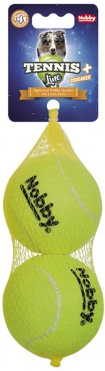 Nobby Tennisbal met piep - Geel - Ø 8,1 cm - 2 stuks