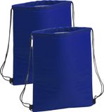 Merkloos Koeltasje rugzak met draagkoord - 2x - blauw - 32 x 42 cm - drankjes/lunch rugtas - polyester/aluminium