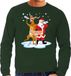Bellatio Decorations Shoppartners Bv Grote maten foute kersttrui / sweater dronken kerstman en rendier Rudolf - groen voor heren - Kersttruien / Kerst outfit XXXXL