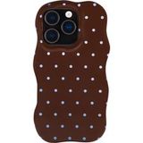 Selencia Vivid Wavy Backcover met MagSafe voor de Apple iPhone 16 Pro - Happy Dots Chocolate