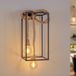 Lucande - Wandlamp design - 2lichts - Staal, henneptouw - H: 54 cm - E27 - zwart, lichtbruin
