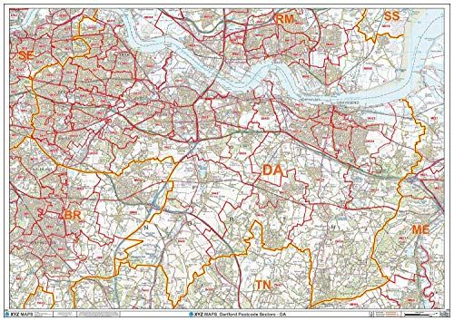 Dartford - DA - Postcode Wandkaart - Kunststof gecoat
