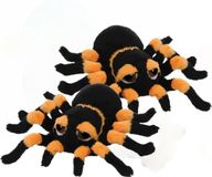 Suki gifts spinnen knuffel - 2x stuks - zwart/oranje - 13 cm