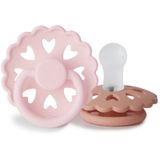 FRIGG Fairytale Fopspeen 2-pack | Siliconen fopspeen | BPA-vrij | Gemaakt in Denemarken | Symmetrische zuignap in kersenvorm | (White Lilac/Pretty In Peach, maat 1 (0-6 maanden))