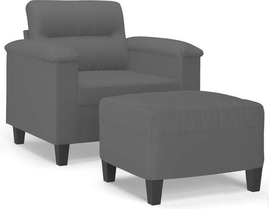 vidaXL Fauteuil met voetenbank, microvezelstof, donkergrijs