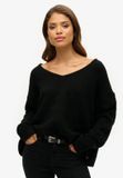 Superdry - Oversized trui met V-hals - Dames - Zwart