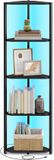 SONGMICS HOME Songmics hoekkast - 146.5 cm hoog - Hoekplank – 5 niveaus – Met LED-verlichting – Ebbenhoutzwart