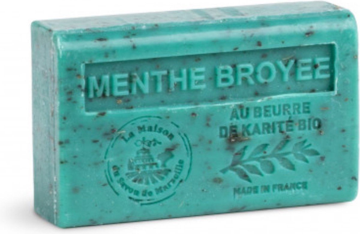 La Maison du Savon de Marseille 4 x Biologische Shea Butter Zeep - MUNT STUKJES - à 125gr. - 3700601502794