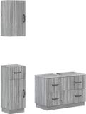 vidaXL - 3-delig - badkamerkast - set - HOORN - Grijs - Sonoma - Bewerkt - hout