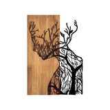 Stijlvol decoratief houten wandaccessoire, zwart & walnoot, 41 x 3 x 58 cm, 50% hout (3 cm) en 50% metaal (1,5 mm), uniek design voor woondecoratie