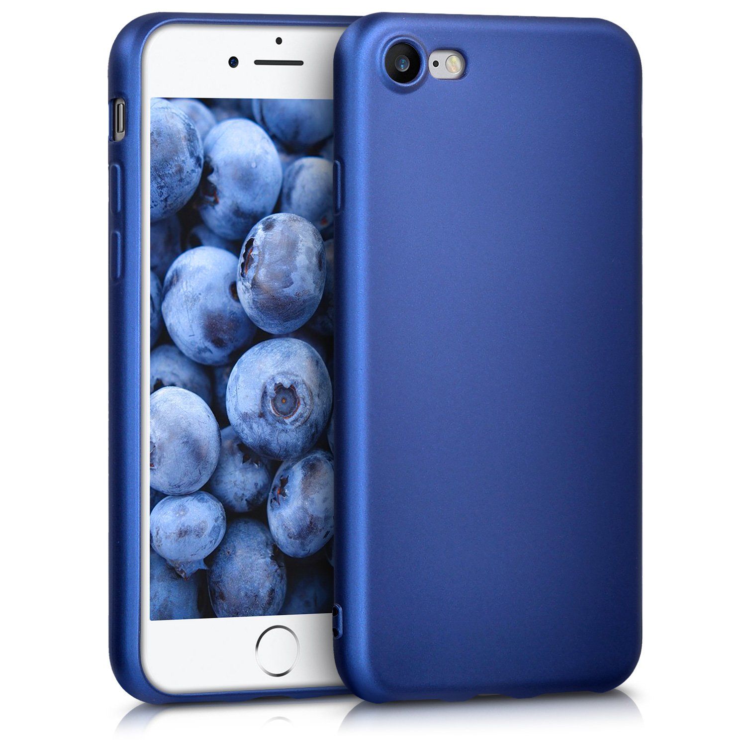 kwmobile iPhone 7 / 8 / SE (2020/2022) Cover Case - Blue Metallic - Silicone TPU
