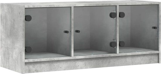 vidaXL Tv-meubel met glazen deuren 102x37x42 cm betongrijs