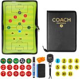 Dailygoods - Dailygoody - Tableau de tactique de football - Tableau d'entraîneur portable - Conception pliable - Noir - Pièces d'échecs magnétiques - Chronomètre et sifflet