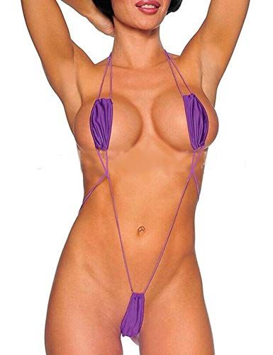 Sexy eendelig badpak voor dames met verstelbare string - Paars - One size