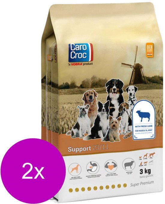 CAROCROC Support Gevogelte&Granen&Lam - Hondenvoer - 2 x 3 kg