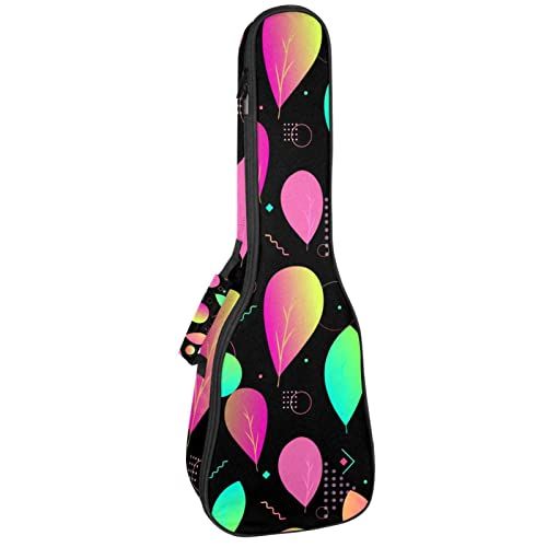 Mersov Concert Ukelele Rugzak, Heavy Duty Ukelele Case Bag met Opslag, Sopraan Concert Tenor Ukelele 10MM Gewatteerde BagBlack SheepsKleurrijke Abstracte Moderne Bladeren Patronen