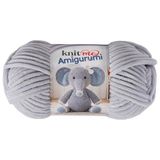 Knit Me Amigurumi Fluwelen chenillegaren, grof garen om te haken, 50 g/55 m, superzacht polyester voor teddy's, pluche speelgoed en dekens, EN71-3 en Oeko-Tex gecertificeerd, 5,5 mm haak (lichtgrijs)