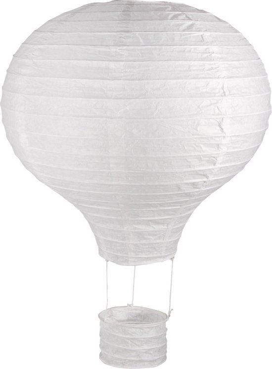 RAYHER 87192102 papieren lampion heteluchtballon, 30cm ø40cm, m. metalen frame, wit