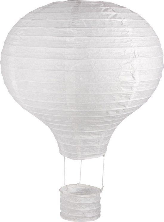 Merkloos Papieren lampion heteluchtballon 30cm ø40cm wit
