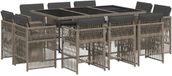 vidaXL Ensemble de jardin 11 pièces avec coussins, polyrotin, gris
