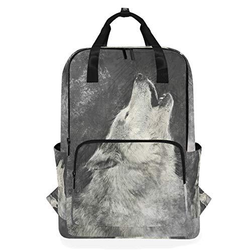 MONTOJ Reizen Rugzak Wolf Howling Schetsen Patroon School Rugzak