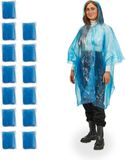Relaxdays regenponcho set van 13, regenkledij voor op de fiets, met mouwen & capuchon, volwassenen, uniseks, blauw