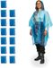 Relaxdays regenponcho set van 13, regenkledij voor op de fiets, met mouwen & capuchon, volwassenen, uniseks, blauw