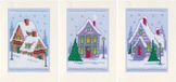 Vervaco Wenskaart Kit Kerst Winterhuisjes Set van 3