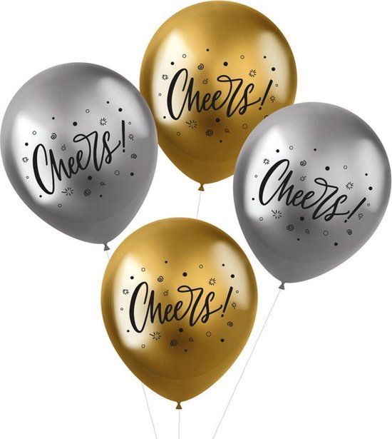 Folat - ballonnen Shimmer Cheers Meerkleurig 33 cm - 4 stuks