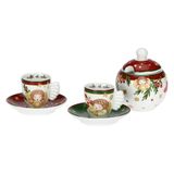 THUN - Set van 2 espressokopjes en suikerpot van porselein, kerstverrassingen