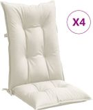 vidaXL Stoelkussens Hoge Rug 120x50x7 cm Stof Gemêleerd Crème (Set van 4)