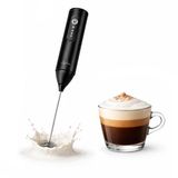 JATA JEES5504 Elektrische melkopschuimer, oplaadbaar, USB-C, melkopschuimer met 3 snelheden, schuim voor koffie, cappuccino en latte, roestvrijstalen staaf, lithiumbatterij
