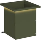 vidaXL Plantenbak met led - Olijfgroen - 30 x 30 x 30 cm - Staal