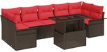 vidaXL Tuinbank Set 8-delig Bruin Poly Rattan