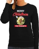Bellatio Decorations Queen/koningin Elizabeth II Merry Christmas peasants foute Kerst trui - zwart - dames - Kerst sweater / Kerst outfit XXL
